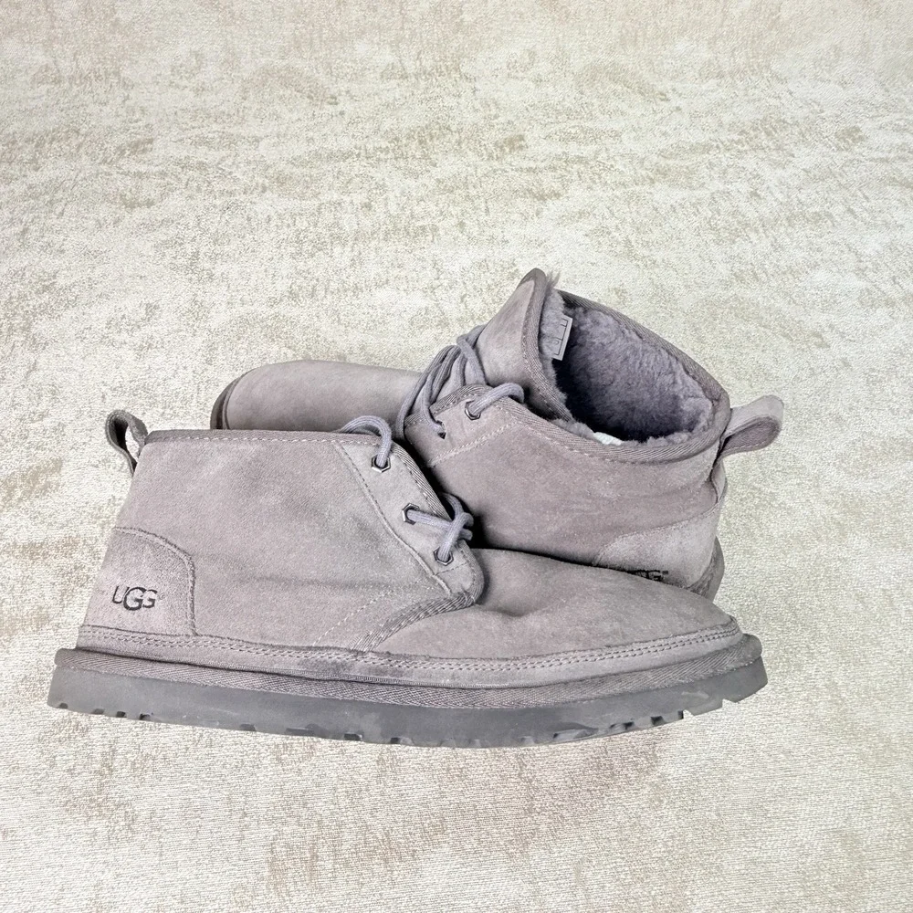 UGG Men's Gray Suede Chukka Ankle Boots Lace-Up Lined Round Toe US 10